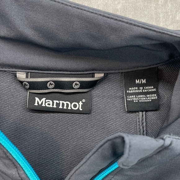 Marmot Womens Medium Gray Turquoise M3 Softshell Jacket Full Zip Hiking - Picture 3 of 6